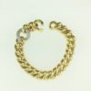 18 K Yellow Gold, Diamond Encrusted White Gold Link, High Polish Finish, Hidden Clasp, Fine Jewelry