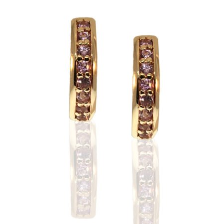Pink Sapphire, 14K Rose Gold, Hoop Earrings, Locking Post