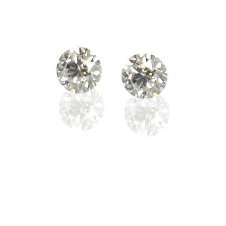 14 K White Gold, Diamond Stud Earrings, 4 Prong Basket Set, Screw Backs