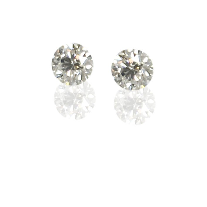 7356-feature 14 K White Gold, Diamond Stud Earrings, 4 Prong Basket Set, Screw Backs