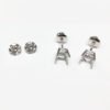 14 K White Gold, Diamond Stud Earrings, 4 Prong Basket Set, Screw Backs