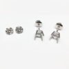 14 K White Gold, Diamond Stud Earrings, 4 Prong Basket Set, Screw Backs