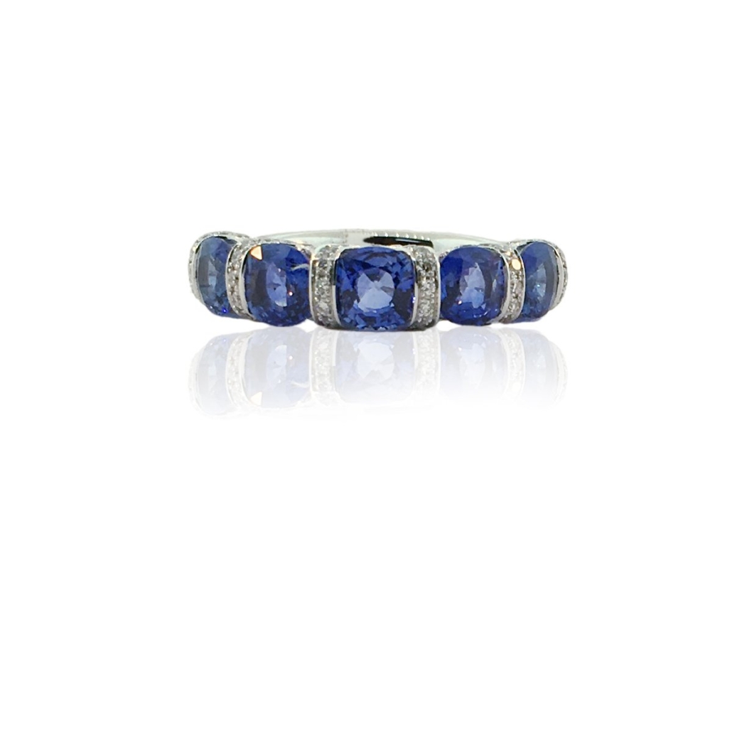 18K White Blue Sapphire Ring 1116-13