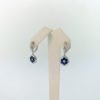 Heat treated sapphire, natural diamond, white gold, earrings, flower design, puffed circles