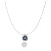 Sapphire, Diamond, Pendant, Diamond, Flower, White Gold