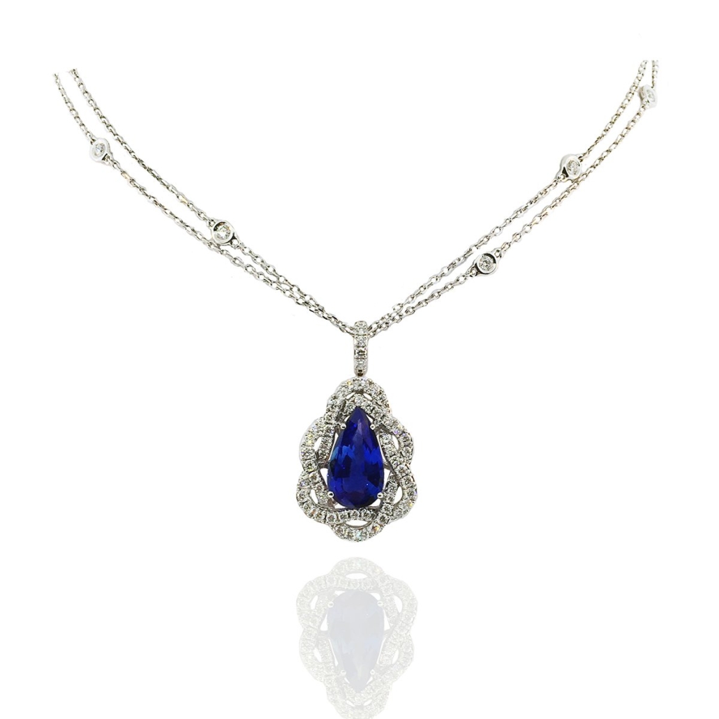18k Sapphire Double Twist Halo Pendant 1140-32