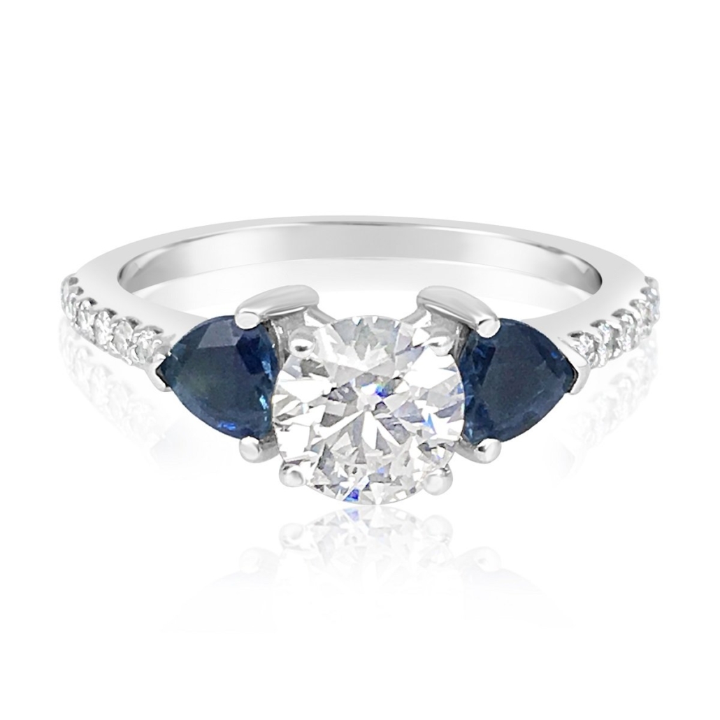 Lindsay 14k White Diamond Sapphire Engagement Ring 1797-11