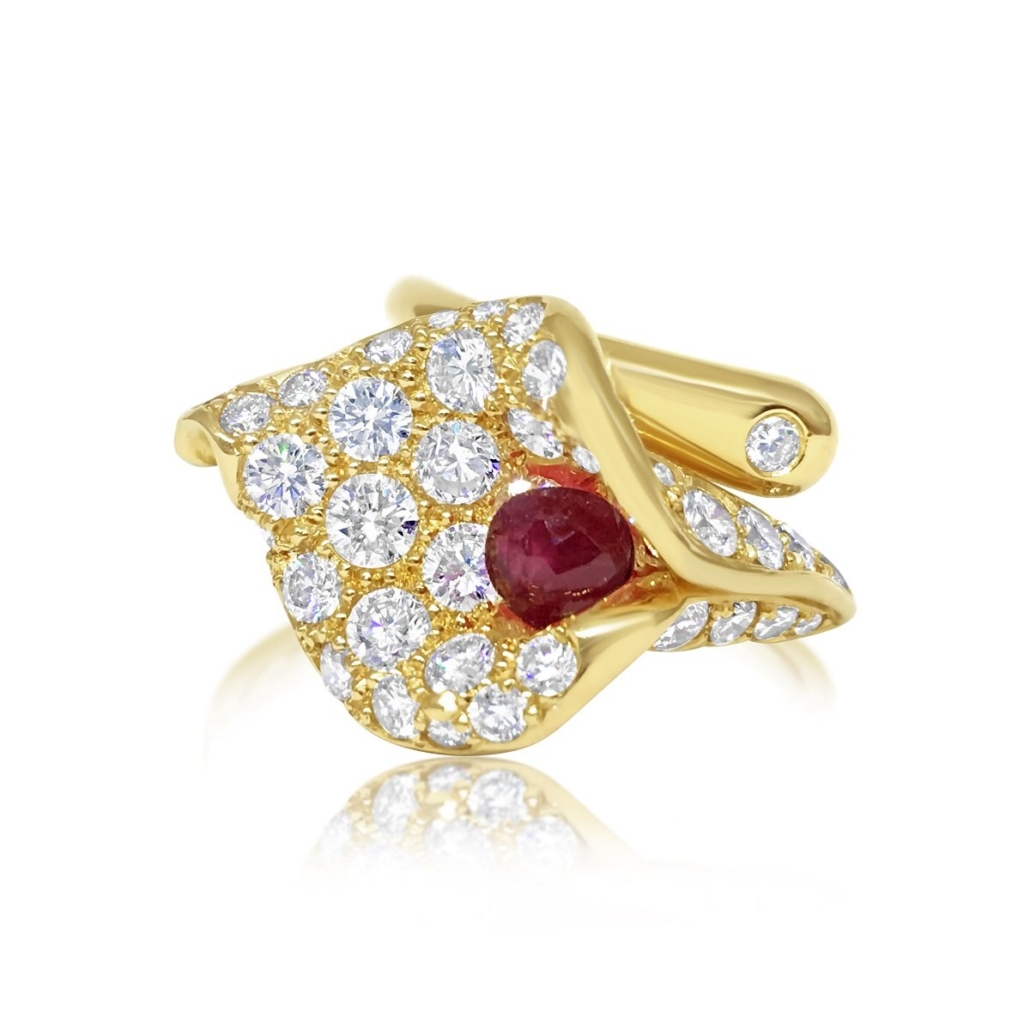 Calla Lilly Ruby and Diamond Ring 1724-13 6960