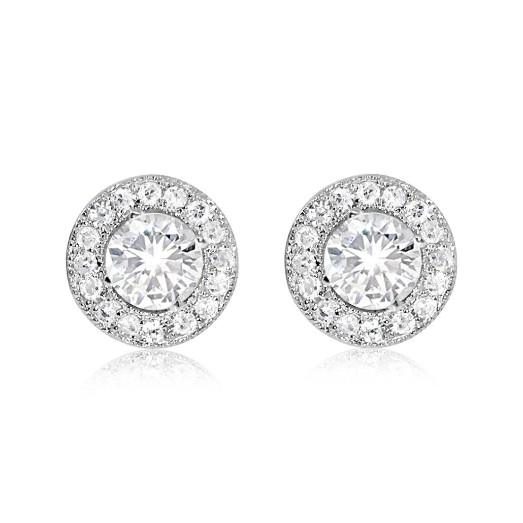 Diamond Halo Cluster Stud Earrings 1153-22-7409