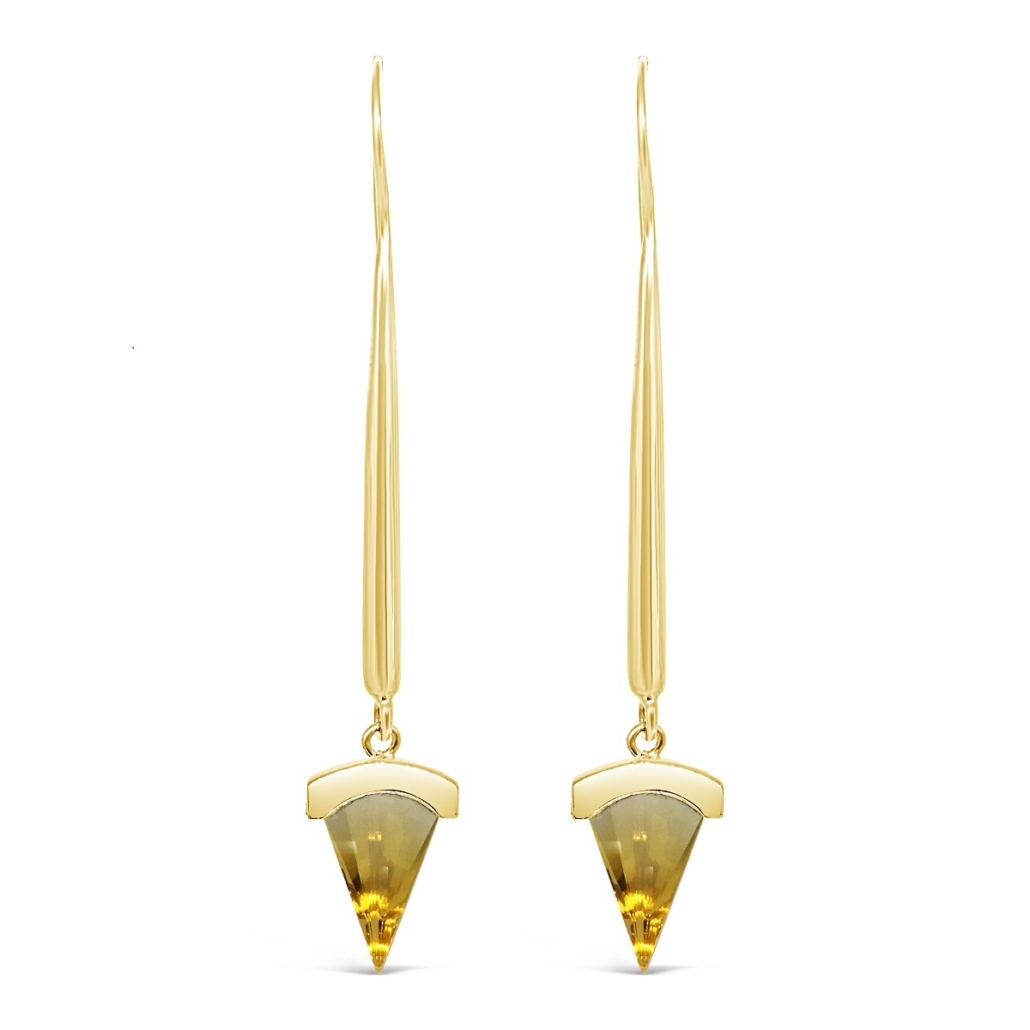 Bolts of Golden Lightening Dangling Citrine Earrings 1031-24