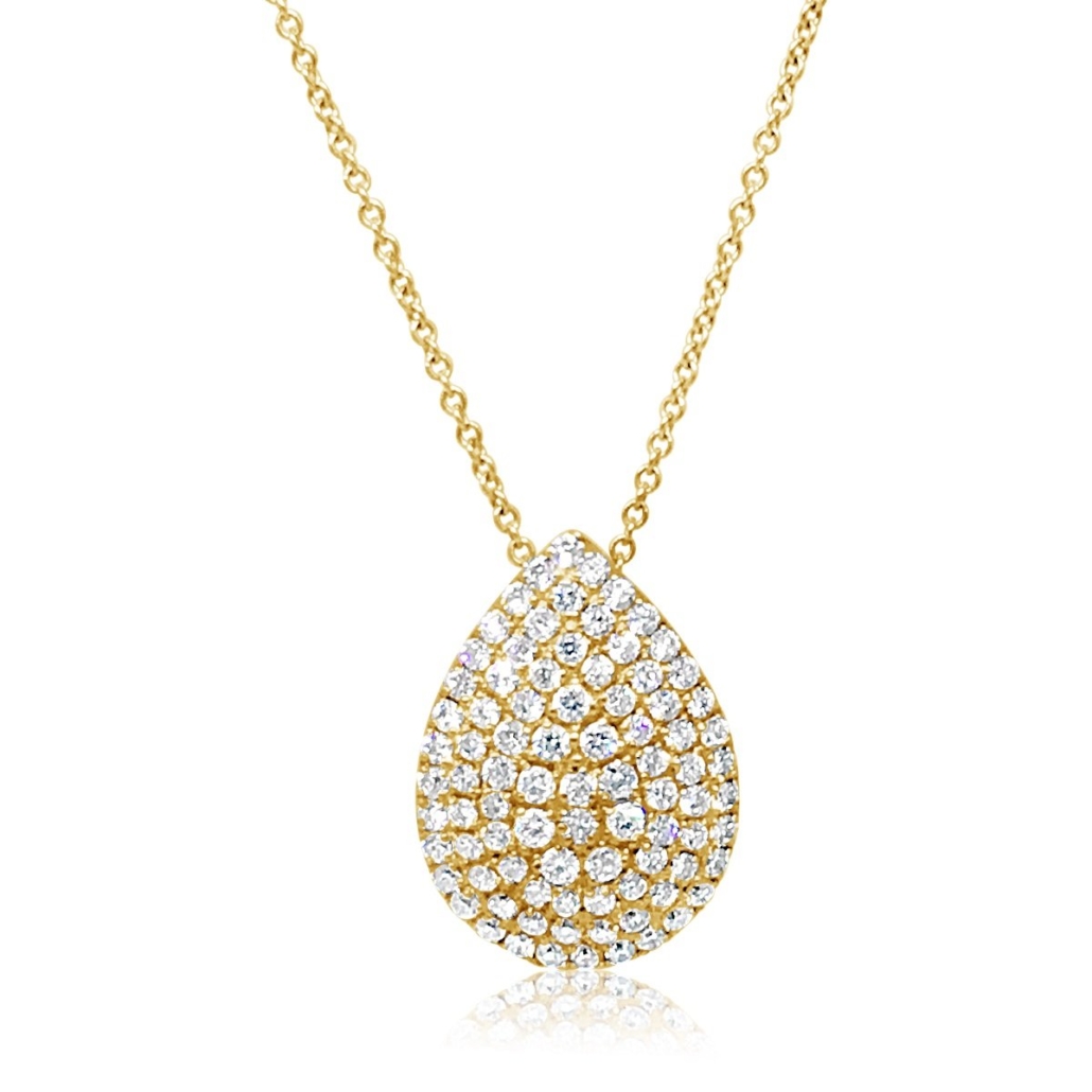 18K Diamond Teardrop Pendant Necklace 1047-32