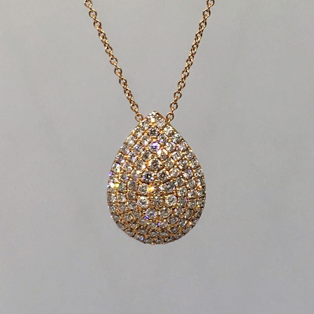18K Yellow Gold & Diamond Teardrop Pendant Necklace 1047327449