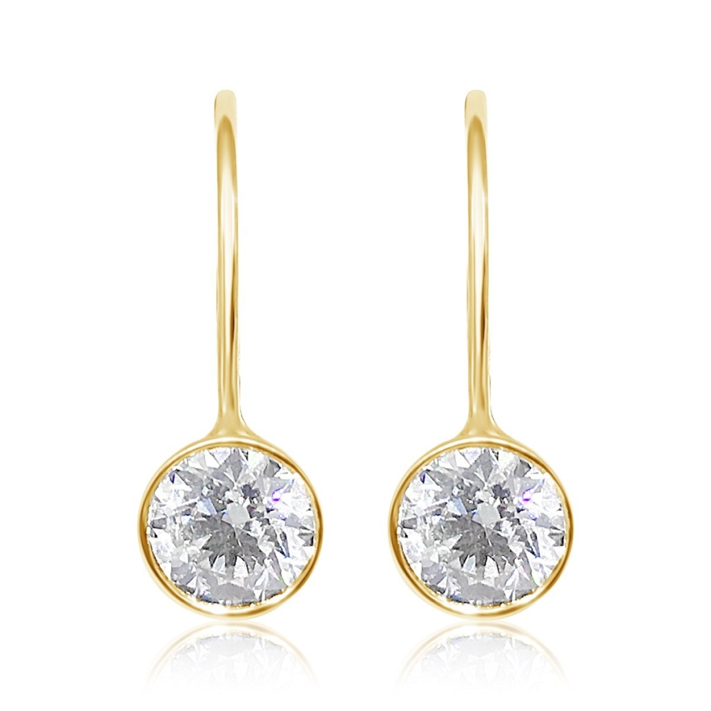14k Yellow Gold Lever Back Diamond Solitaire Earrings 1061-24