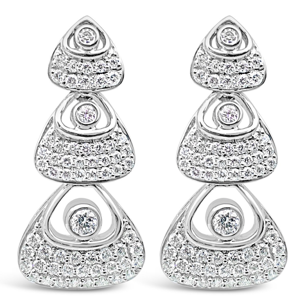 Tri Dangle Diamond Earrings 1182-24