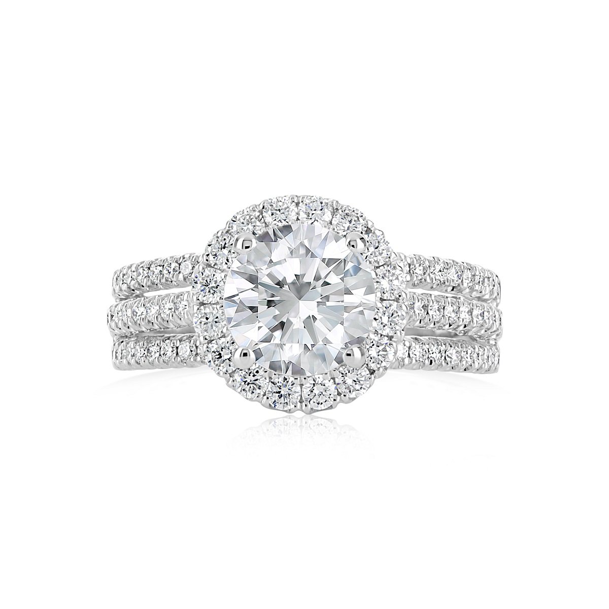 halo diamond engagement ring, bright set, | Grants Jewelry