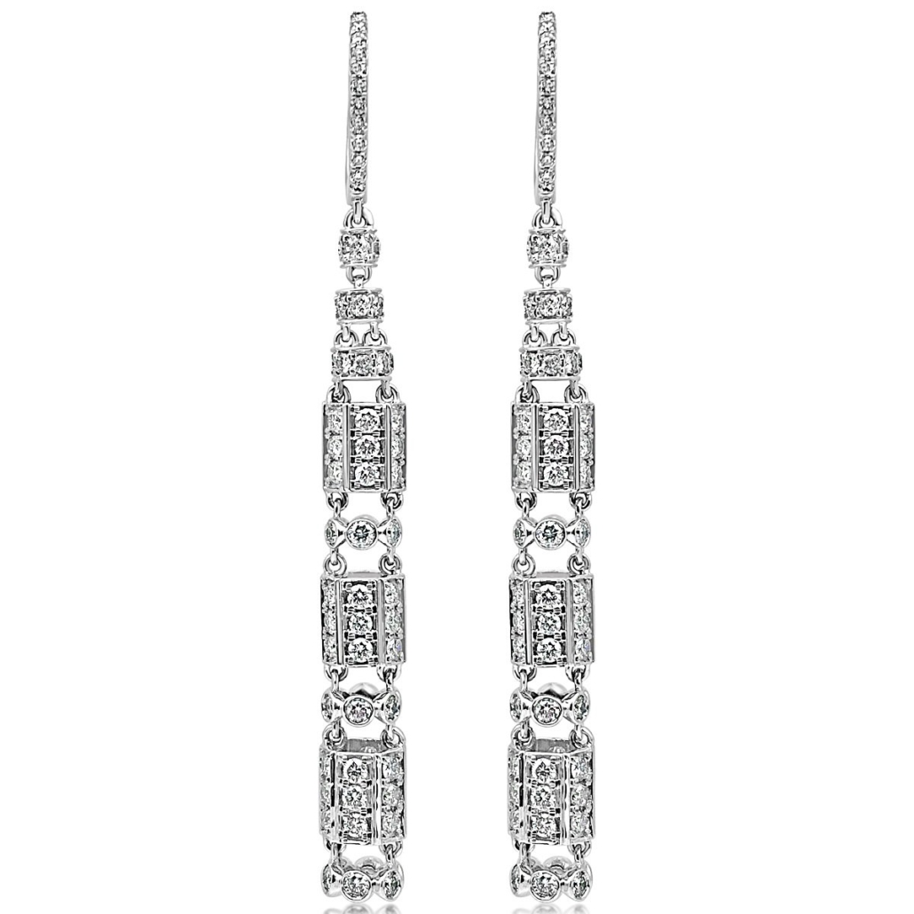18k W 2.75 Inches Empire State Chandelier Earrings 1168-23 7500