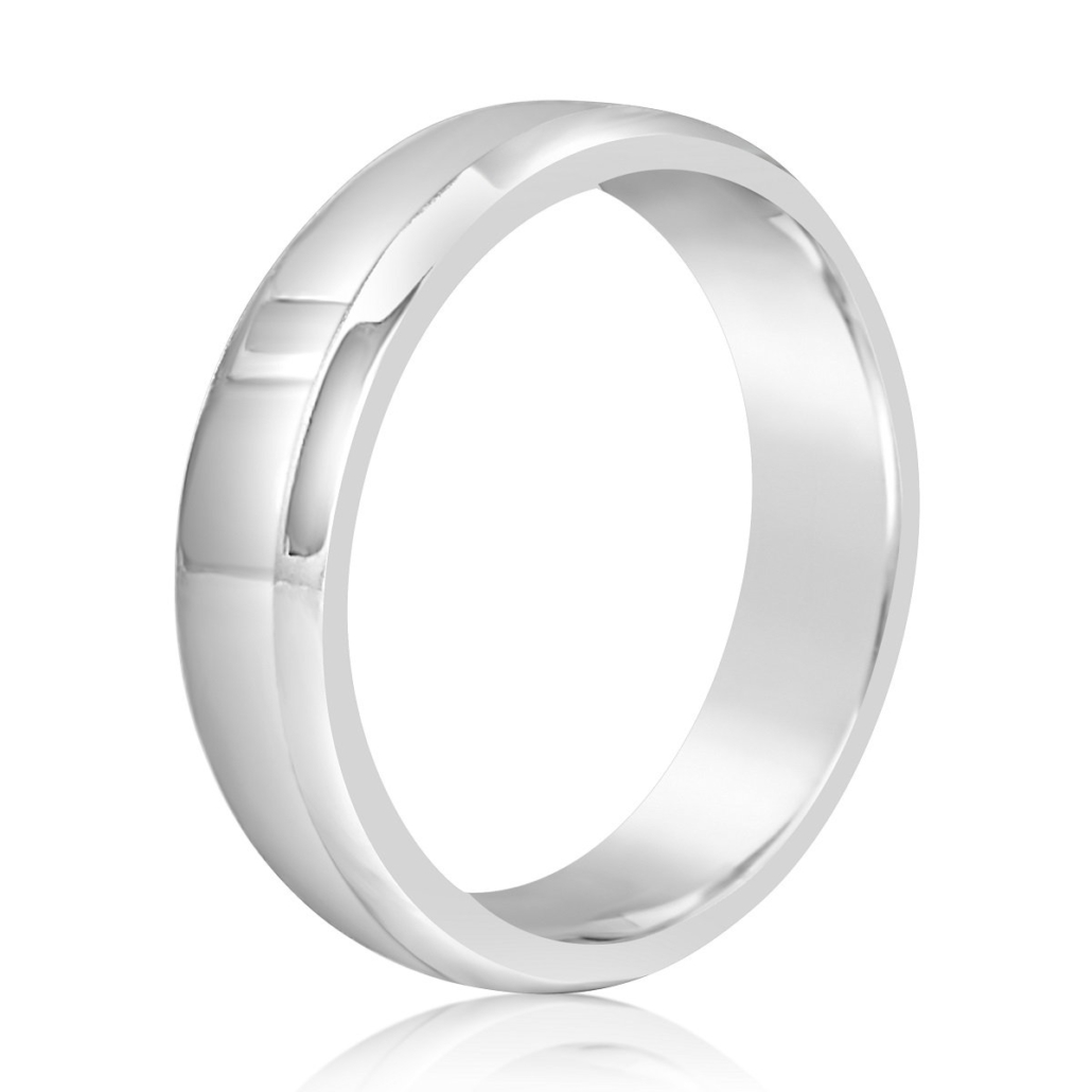 Platinum 5MM Beveled Edge Wedding Band 1204-12