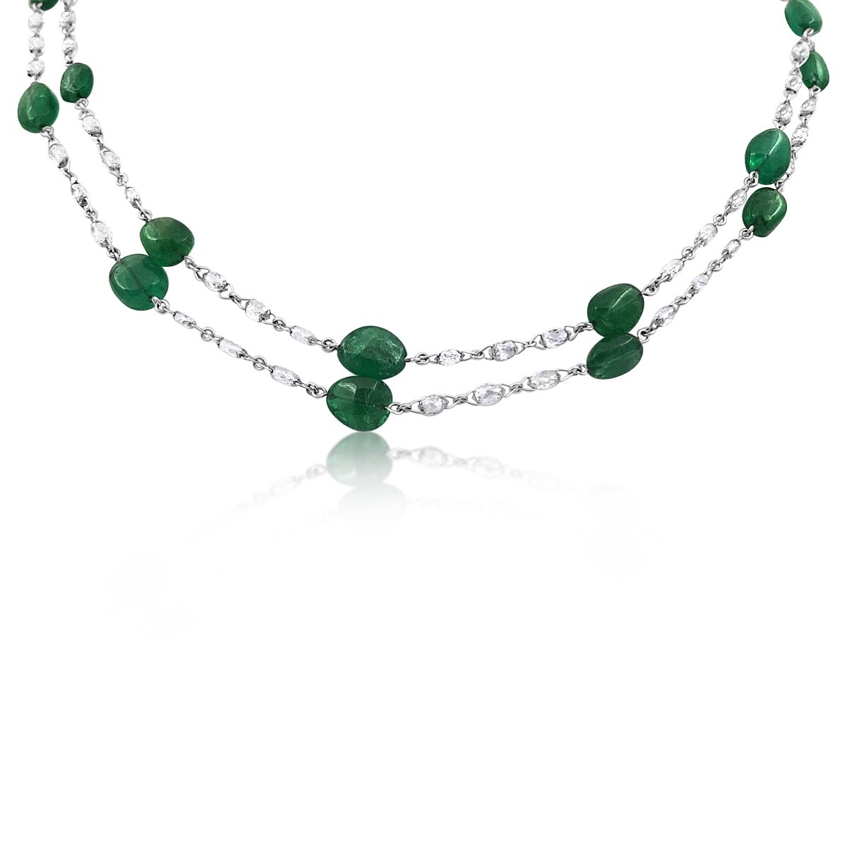 Green Riviere Diamond Tennis Necklace - Etika Jewels