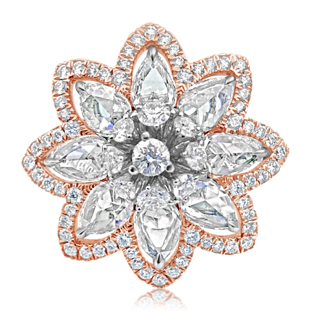 18k White And Pink Gold: The Lotus Flower Ring 1216-13 7255