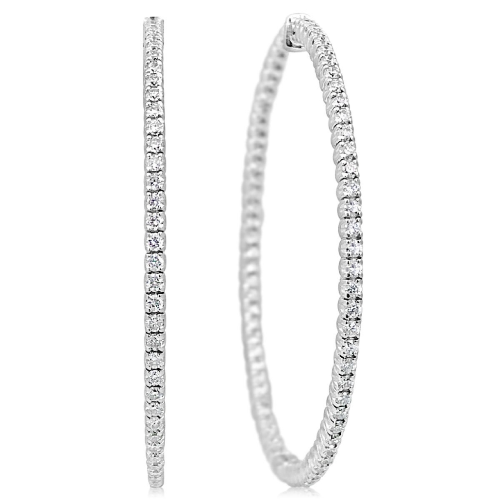 14K WG Inside Out Diamond Hoops, 2.25 Carats Total Weight 1338-23 7540
