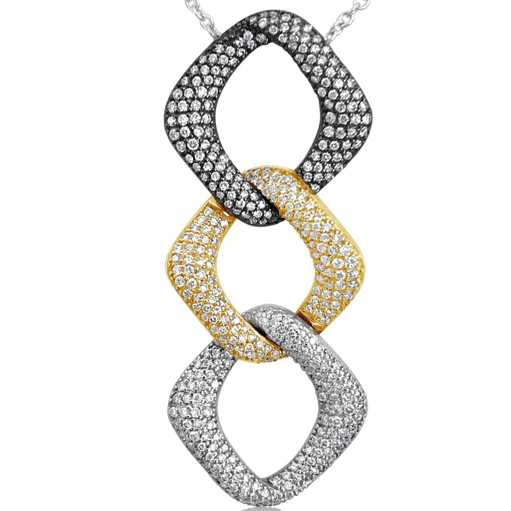 Trinity of Elegance – Diamond Encrusted Necklace 1351-43-7064