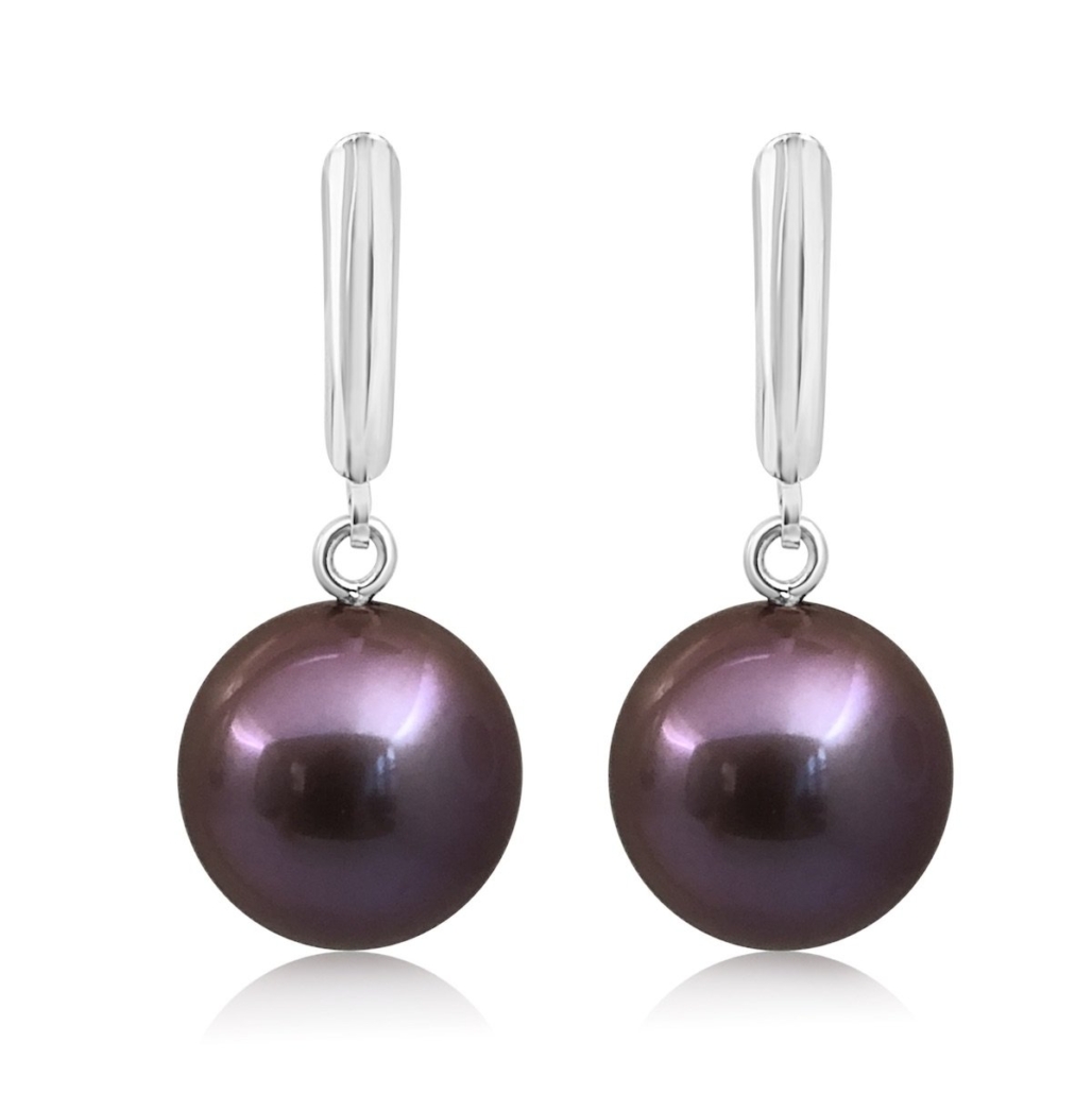 14k White Gold & Lavender Pearl Drops 1242-24 7581