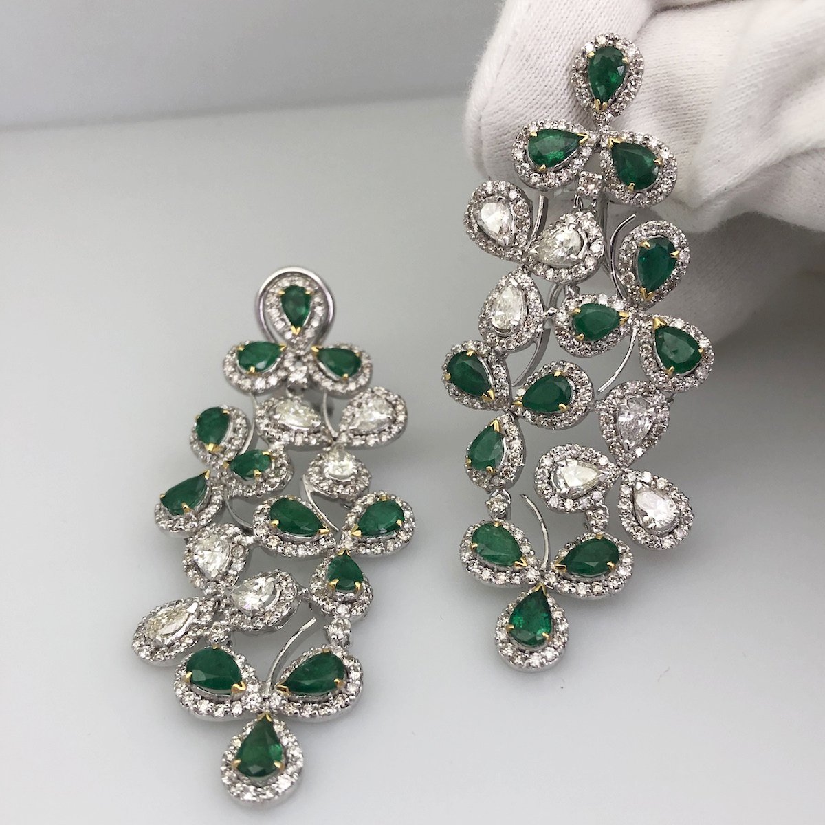 Emerald Crystal Earrings Large Emerald Earrings Emerald Pageant Earrings  Emerald Chandelier Earrings Drop Earrings 033487 