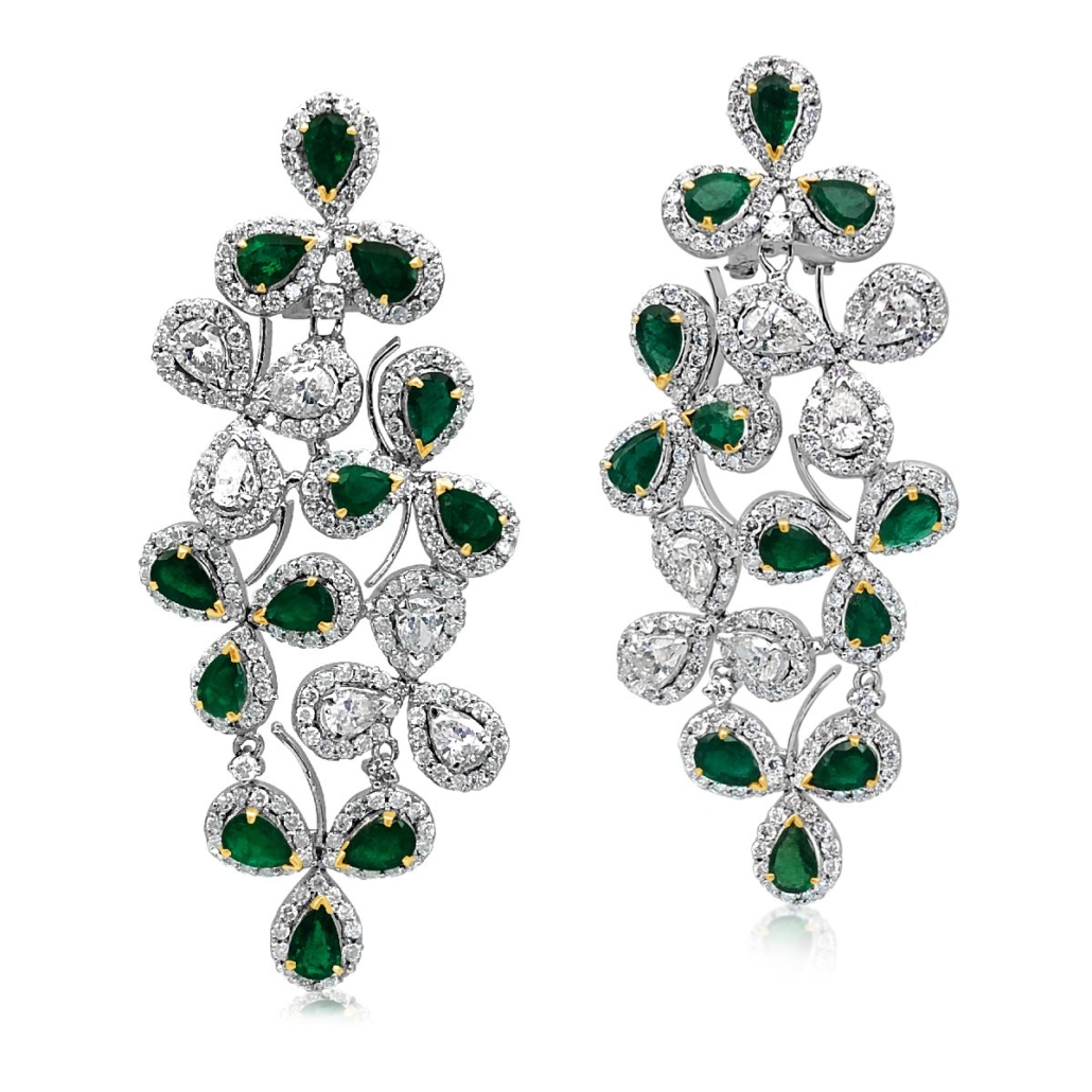 Emerald and Diamond Chandelier Earrings 1328-24 7530
