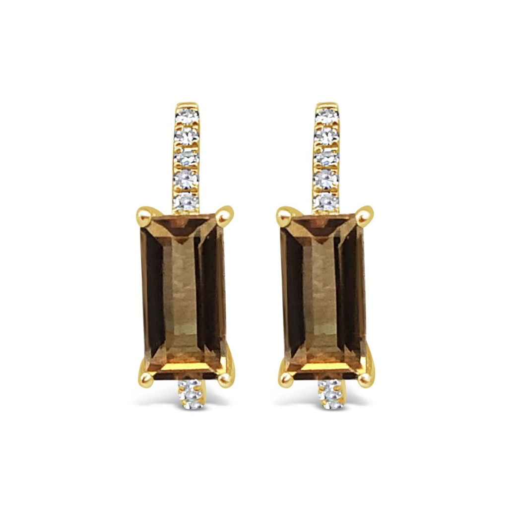 14K Yellow Gold Citrine and Diamond Drop Earrings 1261-24 7600