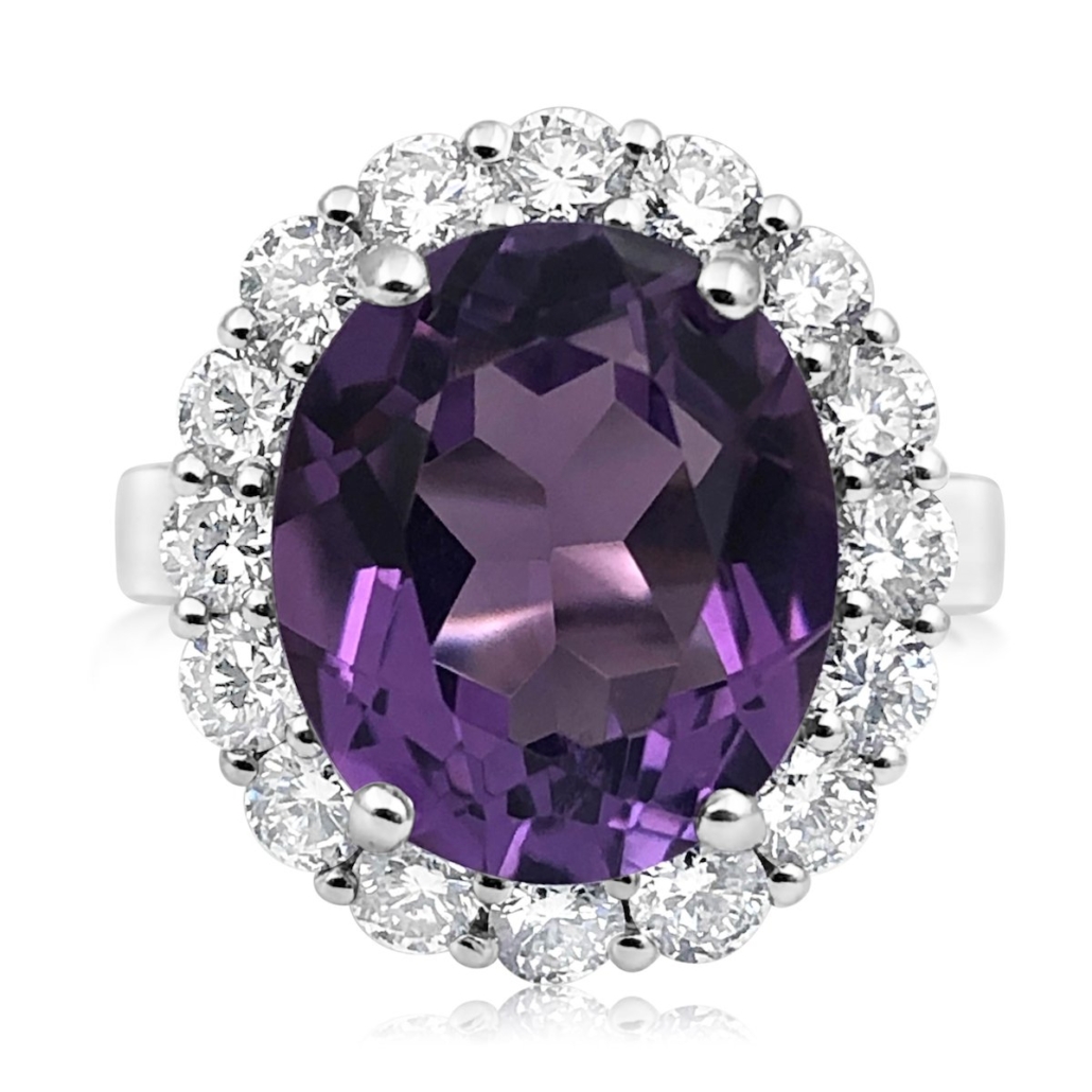 Amethyst & Diamond Cocktail Ring 1274-13 7616