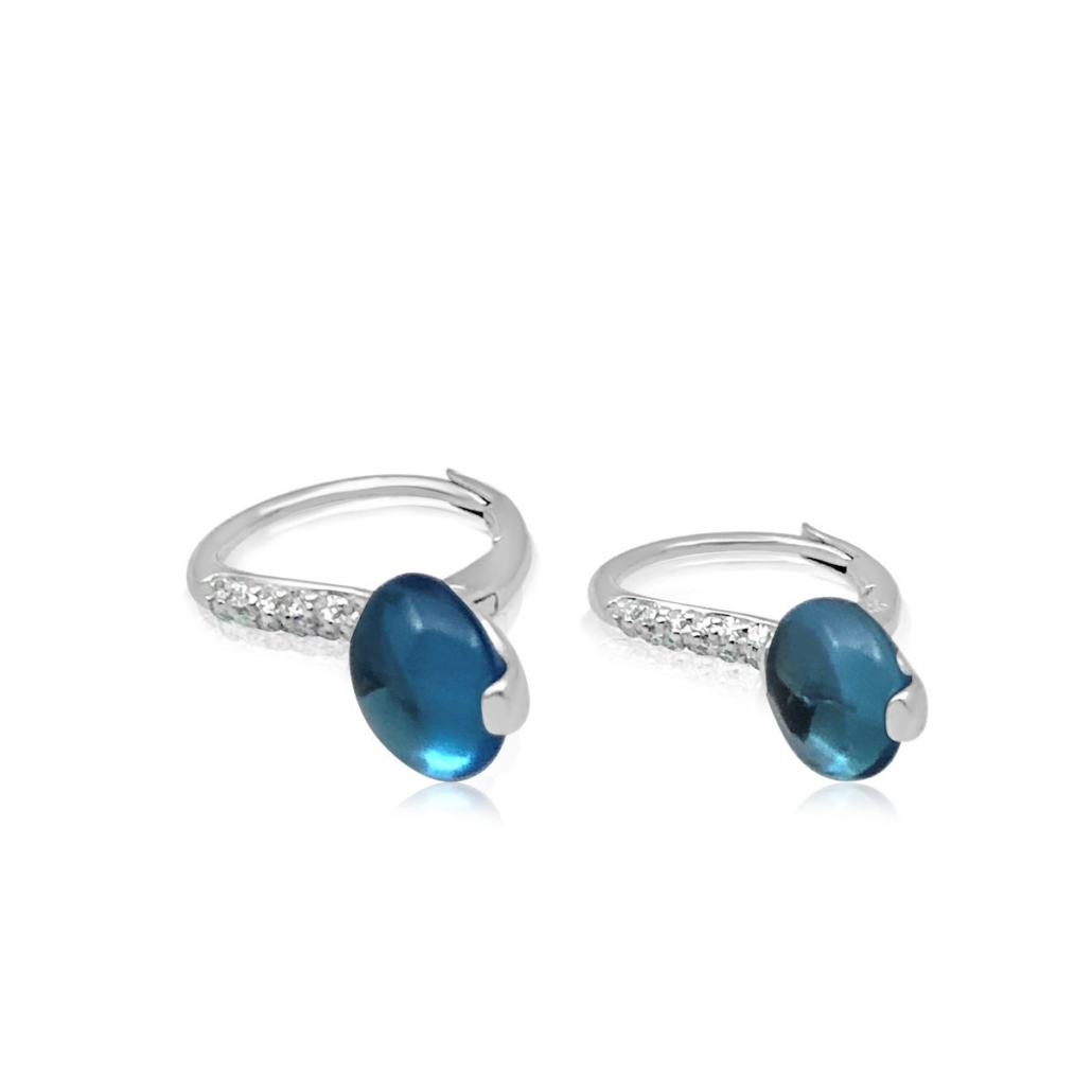 Cabochon Blue Topaz Dangle Earrings 1314-24