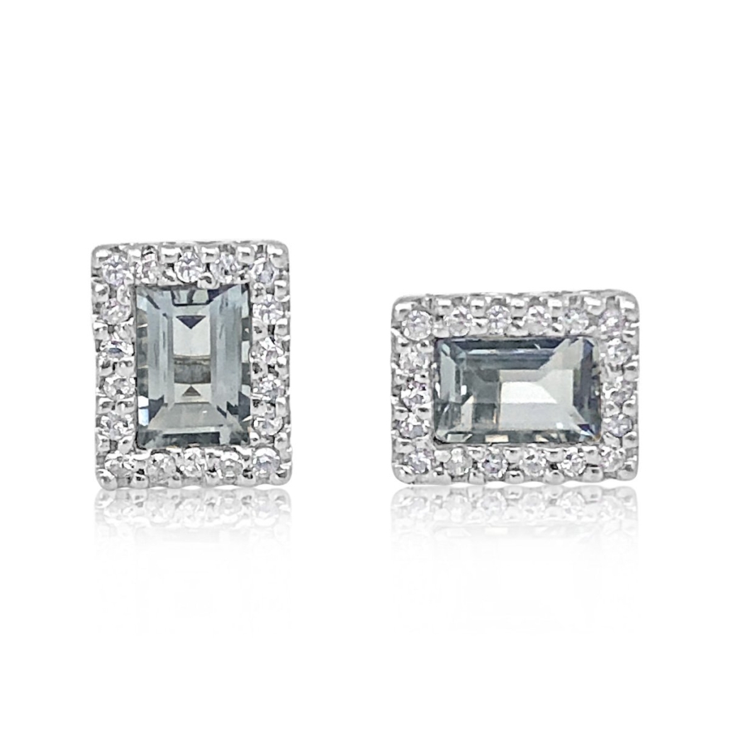 Aquamarine & Diamond Stud Earrings 1315-22