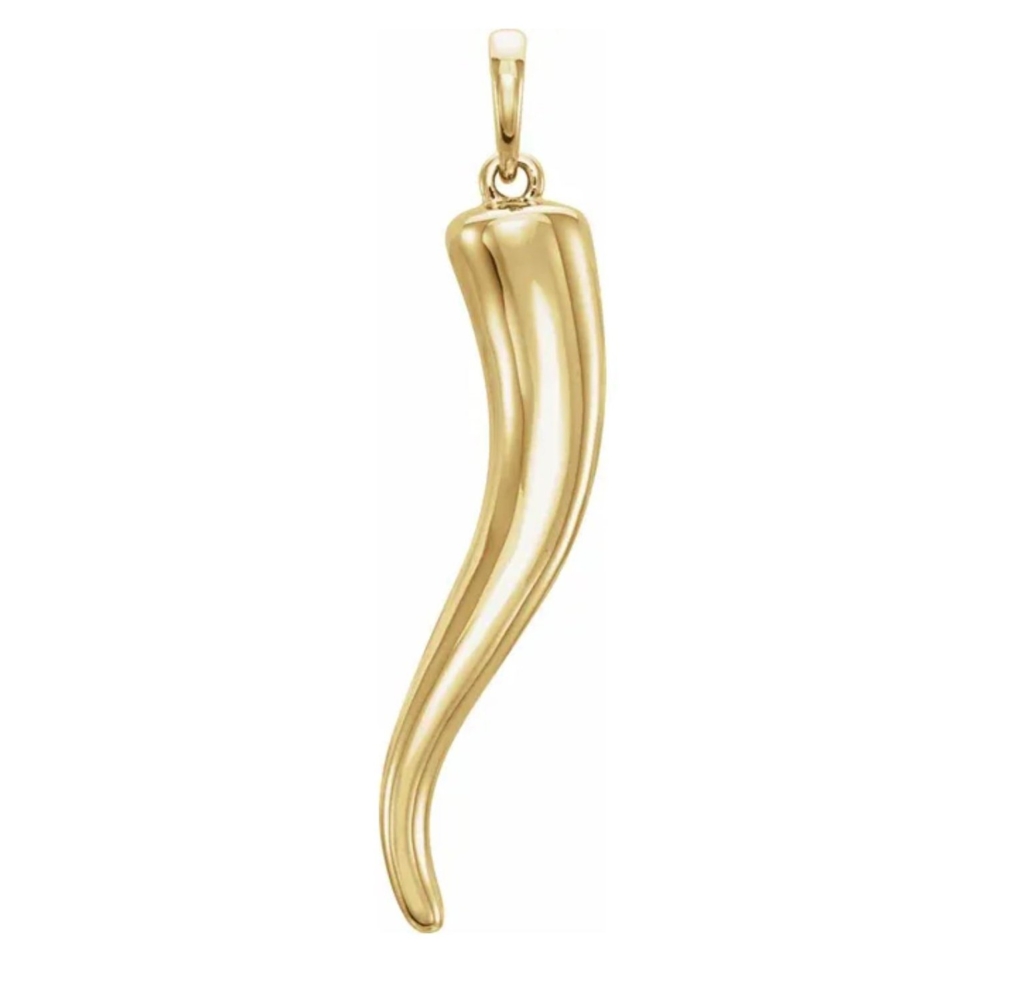14k Yellow Gold Italian Horn Pendant 1802-33