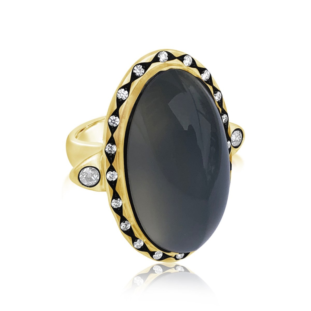 “Romancing the (Moon)Stone” Old Euro Moonstone & Diamond Ring 1296-13