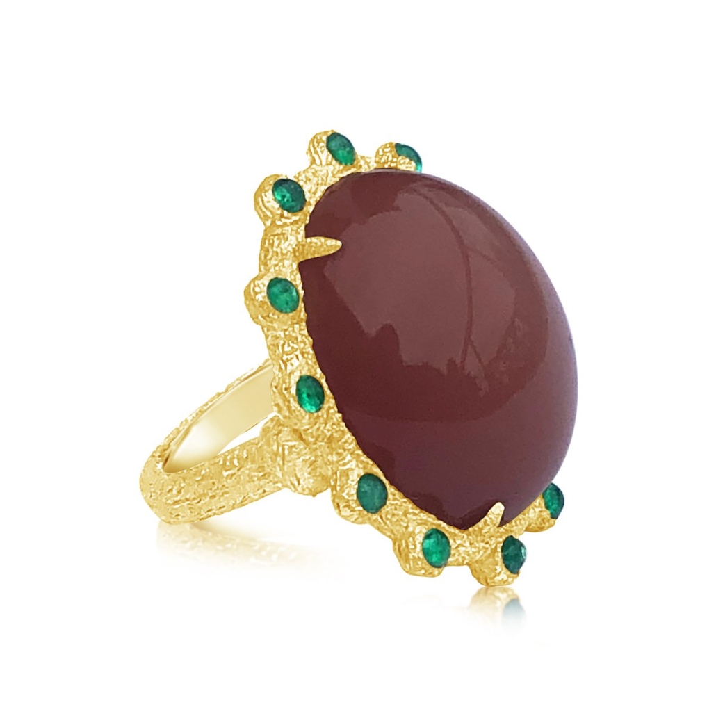 Auriel’s Brown Moonstone and Emerald Ring 1297-13