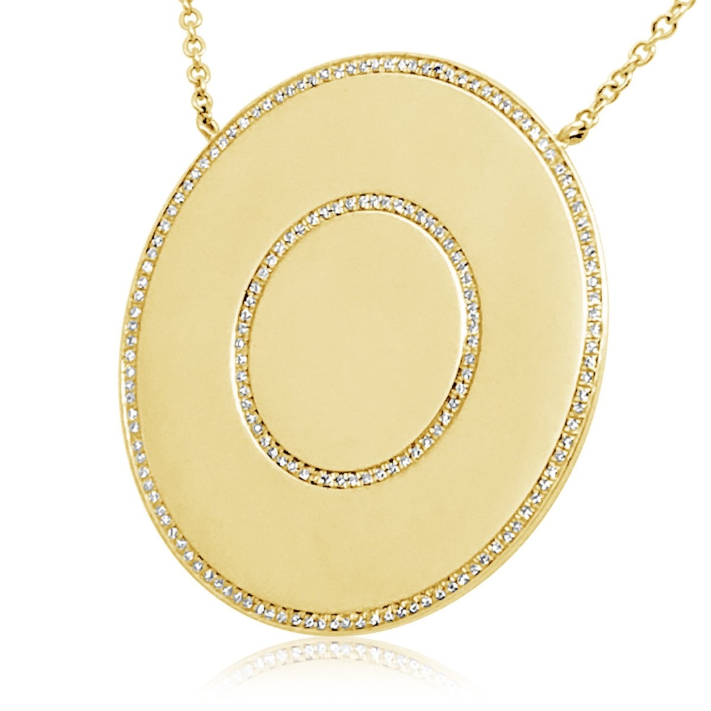 14K Yellow Gold Sparkling Diamond Circles Pendant 1312-43 7655