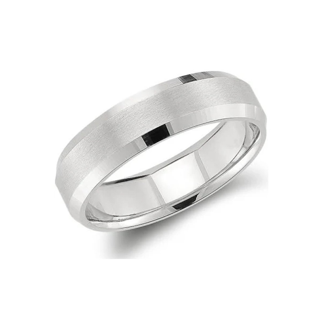 Platinum 6MM Wedding Band With Beveled Edge 1808-12
