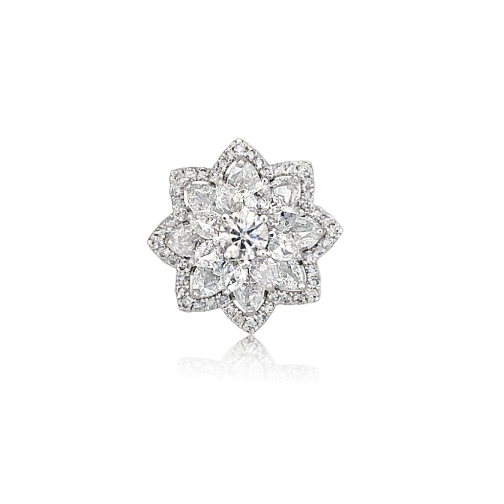 18 K White Gold and Diamond Lotus Flower Ring 1813-13