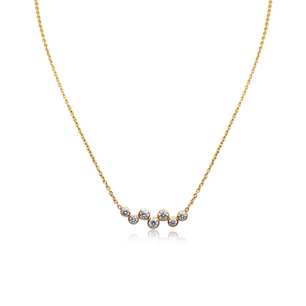 Diamond Bezel Bar Necklace in 14K Yellow Gold 1870-43