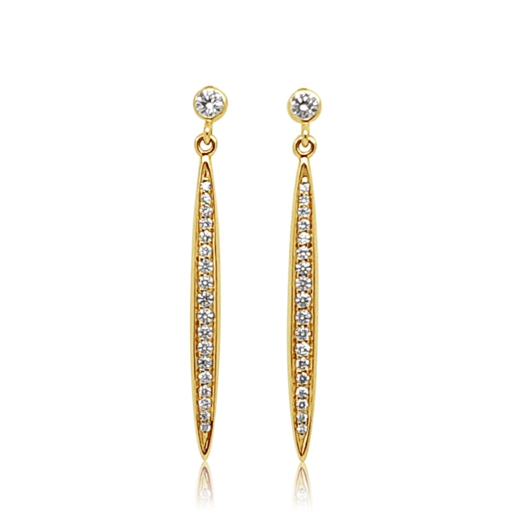 14k Yellow Gold Diamond & Stiletto Earrings 1869-24
