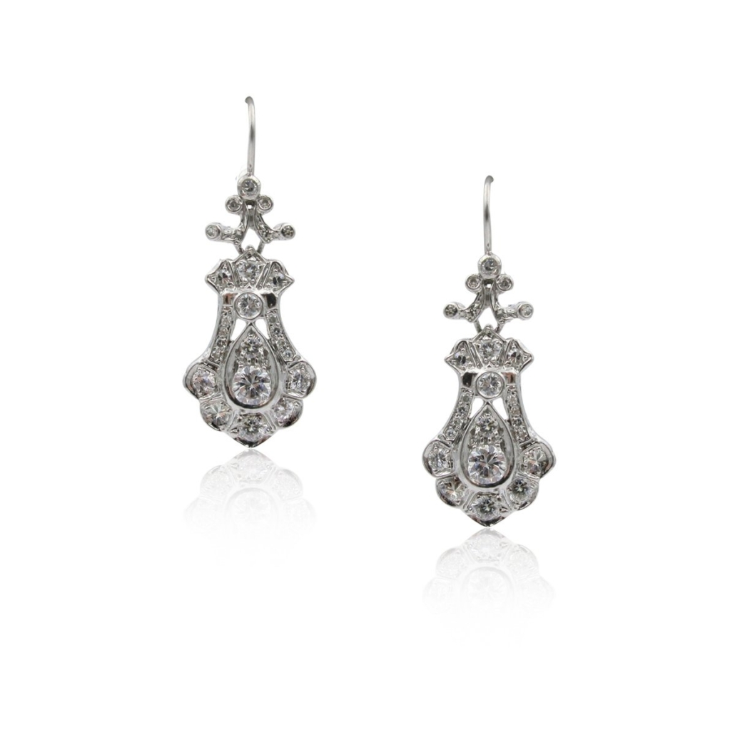Platinum and Diamond Drop Earrings 1433-24 7155