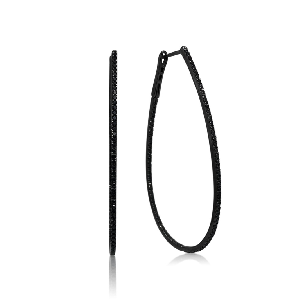 18K Black & White Diamond Hoops 1886-23
