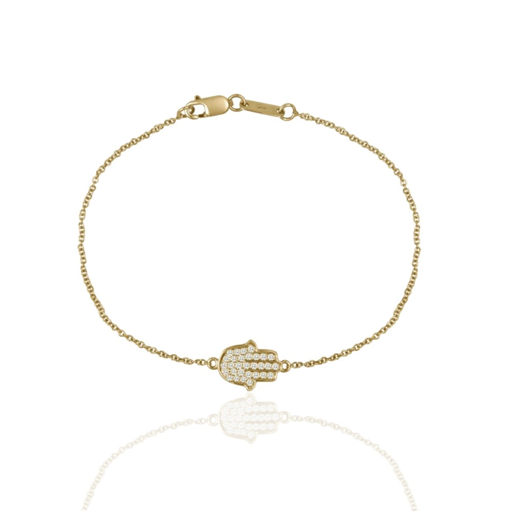 14kt Yellow Gold & Diamond Hamsa Bracelet 1895-52