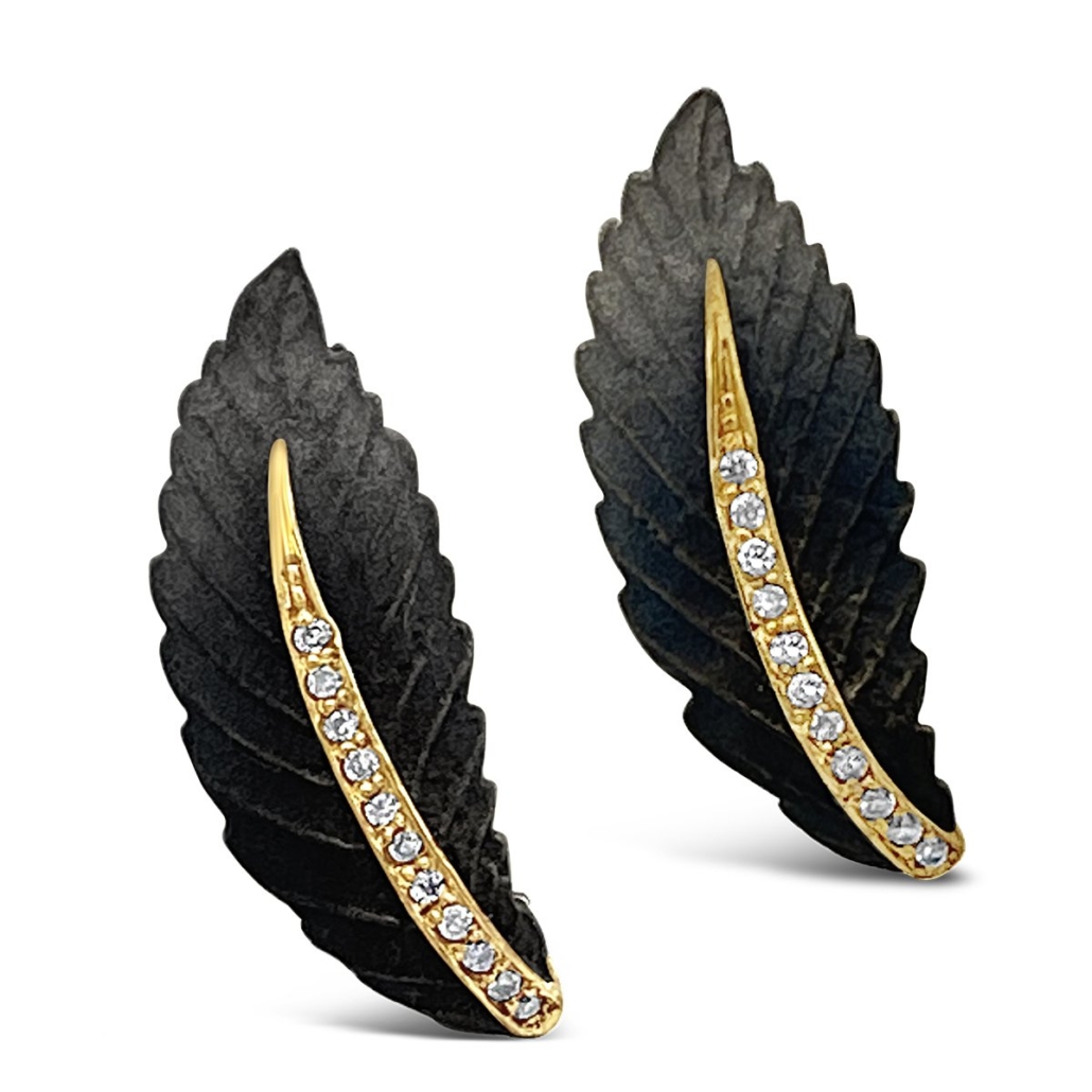 Diamond Accented Leaf Earrings 1838-22