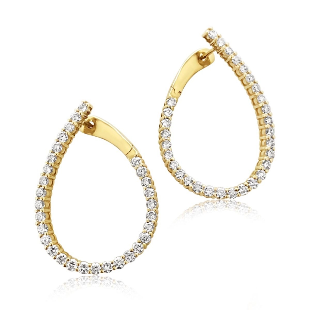 14K Yellow Gold Diamond Hoop Earrings 1888-23
