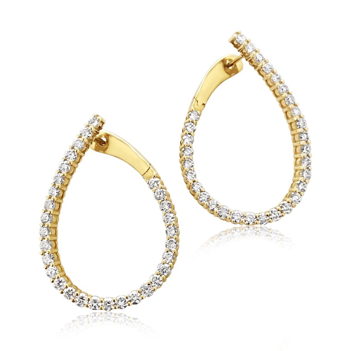 14K Yellow Gold Diamond Hoop Earrings 1888-23 | Grants Jewelry