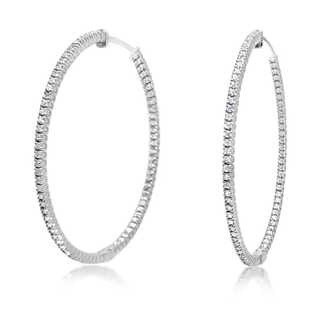 14kt WG Inside Out Diamond Hoops, 1.57 Carats 1889-23