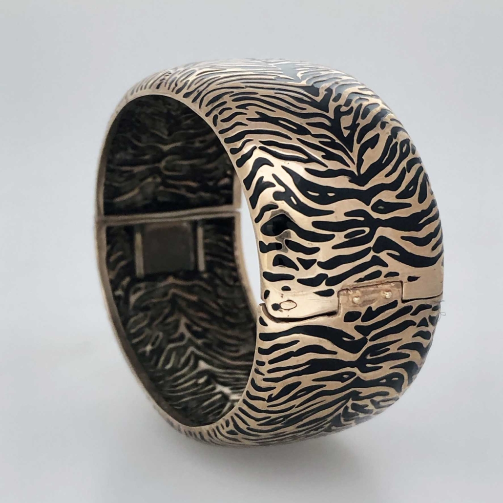 Pink Gold and Enamel Tiger Cuff Bracelet 1902-53