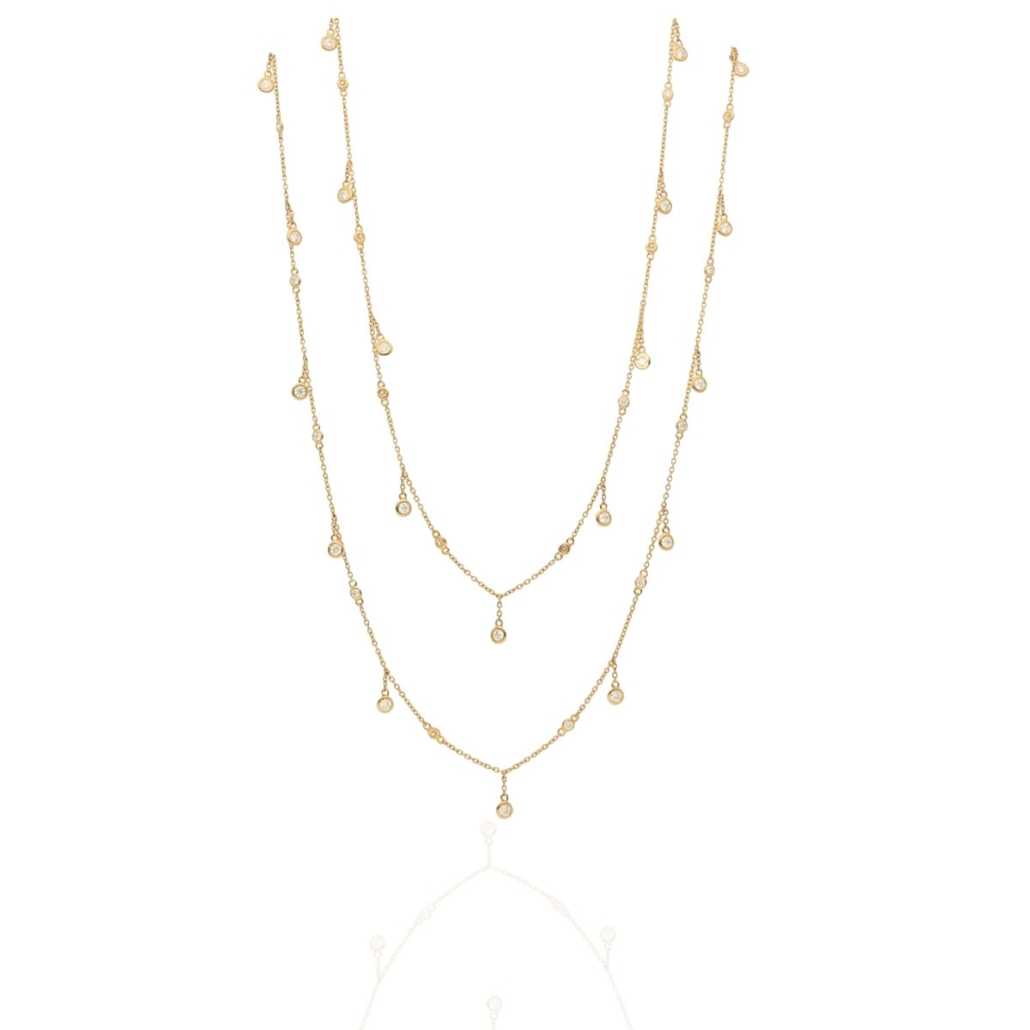 Golden Sunrise Dangling Diamond Necklace 1915-42