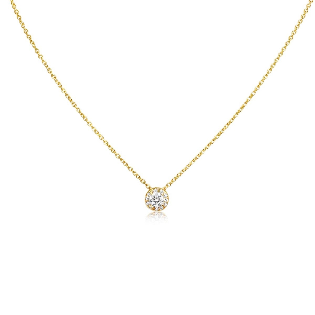 14K Yellow Gold Solitaire Bezel with Pave Outline 1923-31